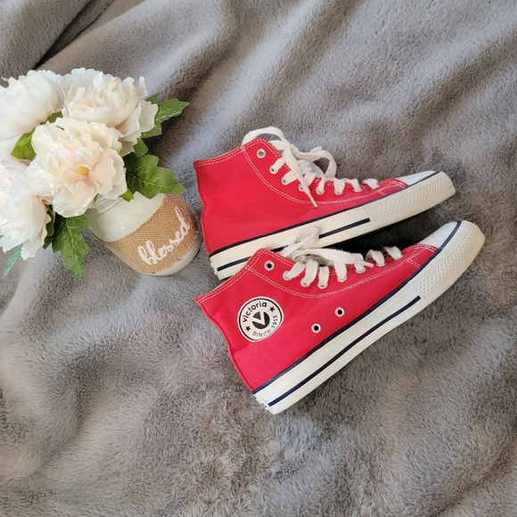 Victoria Vintage Skate Sneakers Size 36 Red/Navy Women's 6- 6.5 - Picture 3 of 16